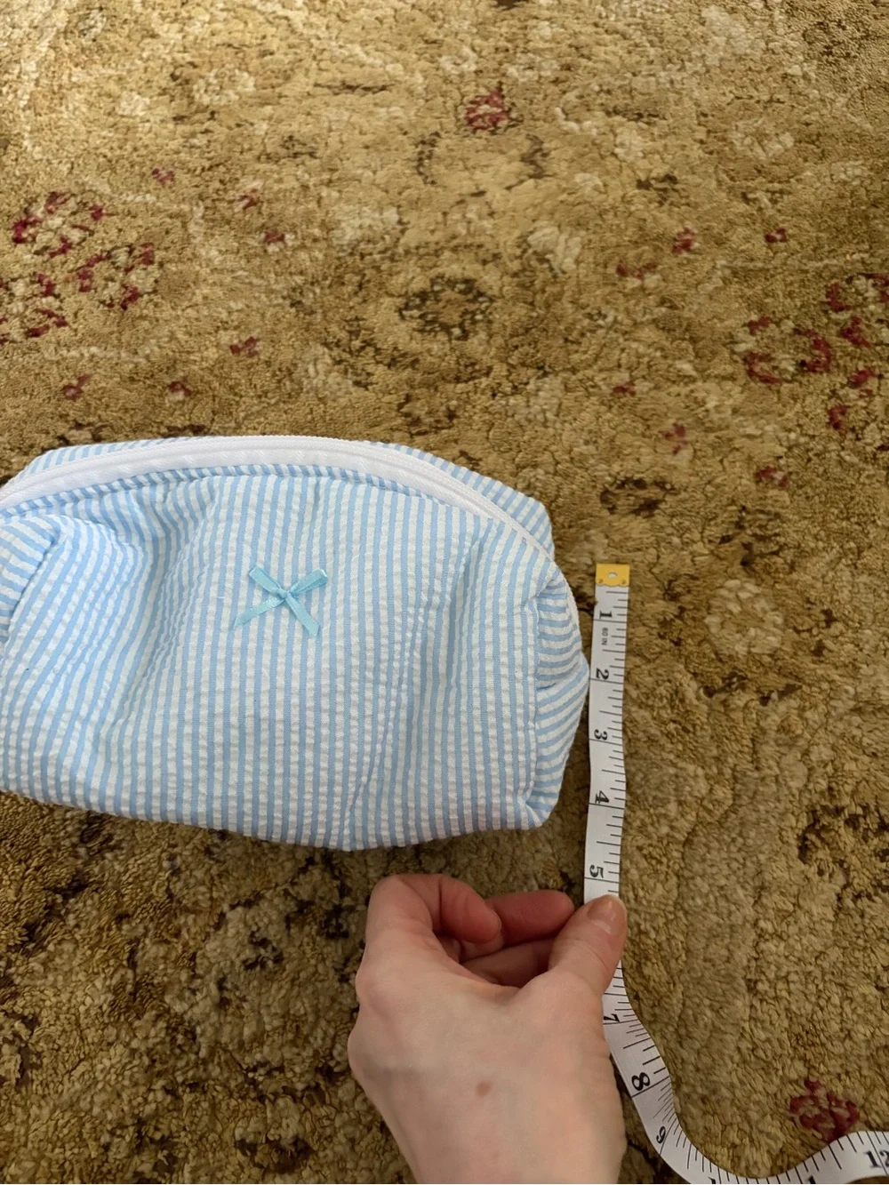 Kids Light Blue seersucker Striped Cosmetic Pouch - like new baby travel unisex